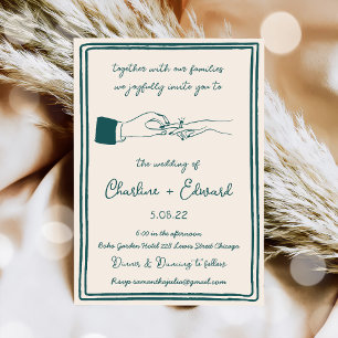 Hand Drawn Funky Drawing Hand Writting Wedding Invitation