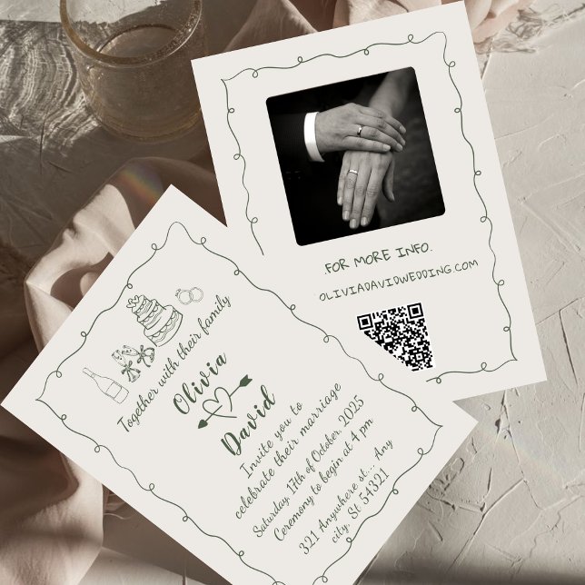 Hand Drawn Funky Drawing Handwritten Wedding Invit Invitation (Creator Uploaded)