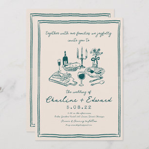 Hand Drawn Funky Drawing Handwritting Wedding  Invitation