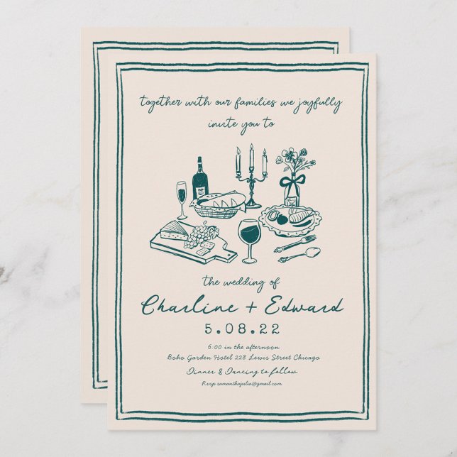 Hand Drawn Funky Drawing Handwritting Wedding  Invitation (Creator Uploaded)