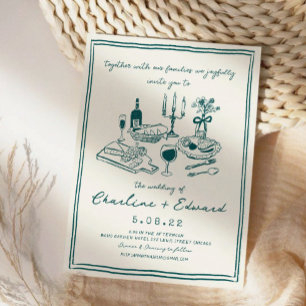 Hand Drawn Funky Drawing Handwritting Wedding  Invitation
