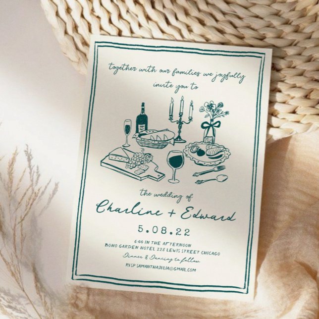 Hand Drawn Funky Drawing Handwritting Wedding  Invitation (Creator Uploaded)