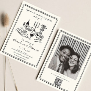 Hand Drawn Funky Drawing Handwritting Wedding Invitation