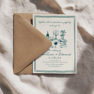 Hand Drawn Funky Drawing Handwritting Wedding Invitation