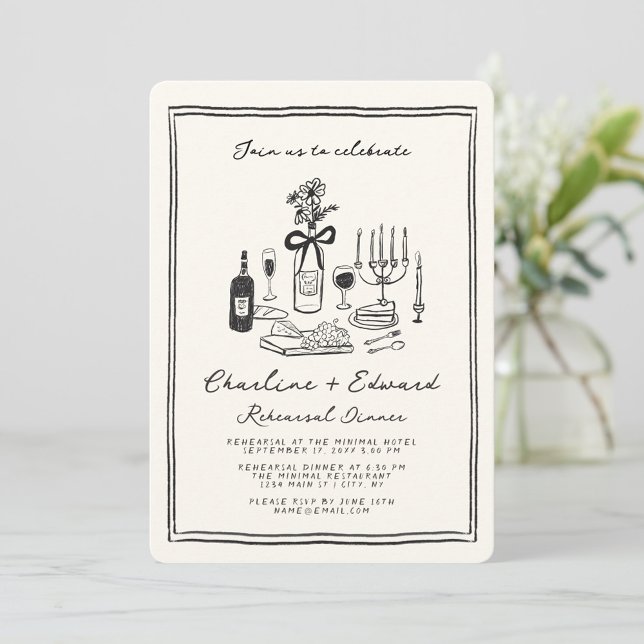 Hand Drawn Funky Drawing Rehearsal Dinner  Invitation (Creator Uploaded)
