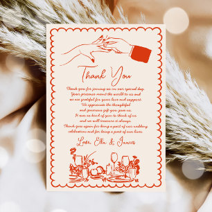 Hand Drawn Funky Drawing Wedding Thank You Card