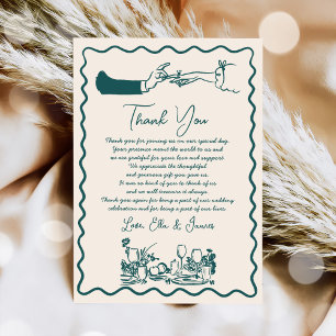 Hand Drawn Funky Drawing Wedding Thank You Card