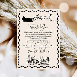 Hand Drawn Funky Drawing Wedding Thank You Card