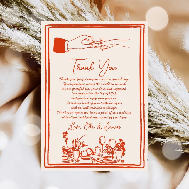 Hand Drawn Funky Drawing Wedding Thank You Card (Creator Uploaded)