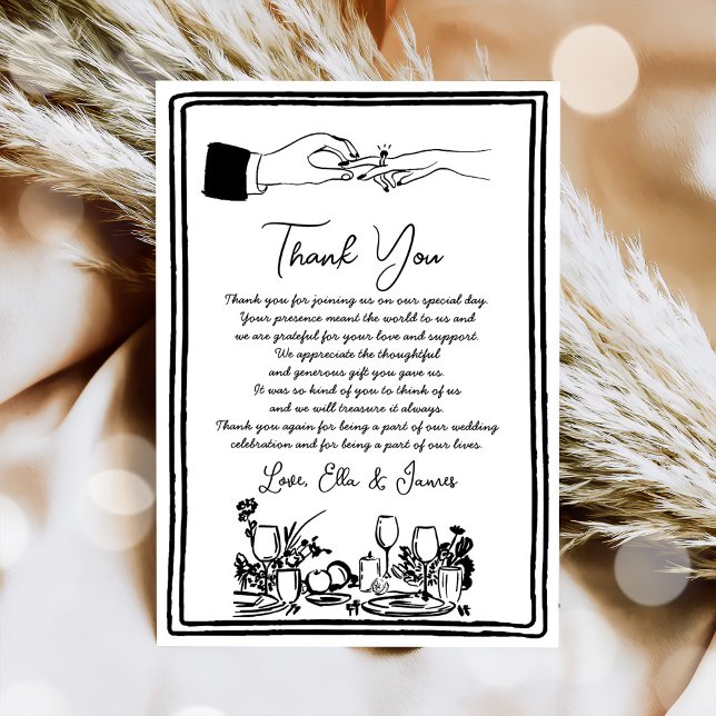Hand Drawn Funky Drawing Wedding Thank You Card (Creator Uploaded)