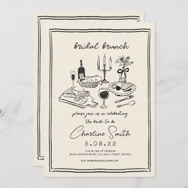 Hand Drawn Funky Handwritting Bridal Brunch Invitation (Creator Uploaded)
