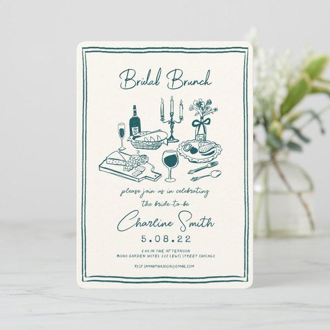 Hand Drawn Funky Handwritting Bridal Brunch Invitation (Creator Uploaded)