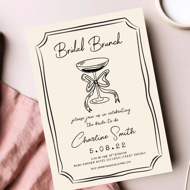 Hand Drawn Funky Handwritting Bridal Brunch Invitation (Creator Uploaded)