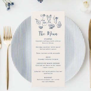 Hand Drawn Funky Nautical Birthday Wedding Party Menu