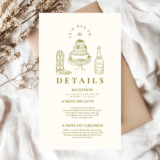 Hand Drawn Funky Western Doodle Wedding  Enclosure Card (Creator Uploaded)