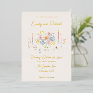 Hand drawn Funky Whimsical Pastel Wedding