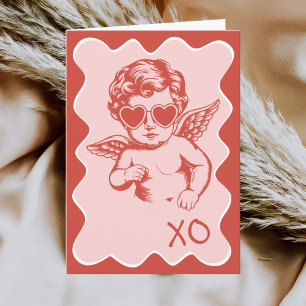 Hand Drawn Funny Romantic Cupid XO Valentines Day Holiday Card