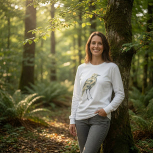 Hand-Drawn Geometric Bird Women's White T-Shirt