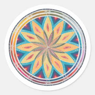 Hand-Drawn Geometric Mandala Classic Round Sticker