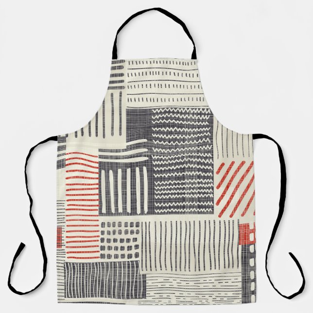 Hand-drawn geometric stripes, seamless pattern. apron (Front)