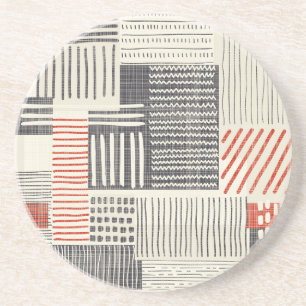 Hand-drawn geometric stripes, seamless pattern. coaster