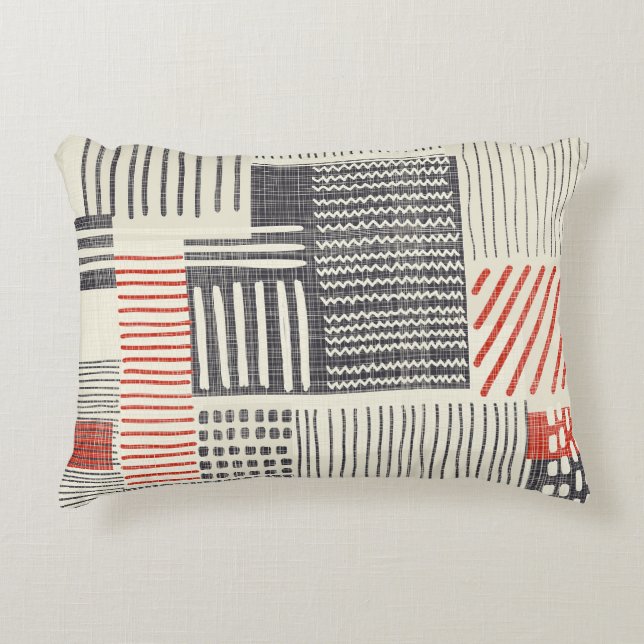 Hand-drawn geometric stripes, seamless pattern. decorative cushion (Front)