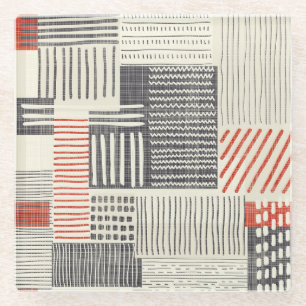 Hand-drawn geometric stripes, seamless pattern. glass coaster