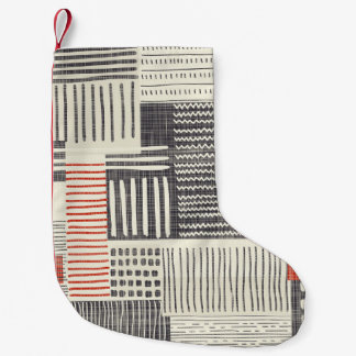 Hand-drawn geometric stripes, seamless pattern. small christmas stocking