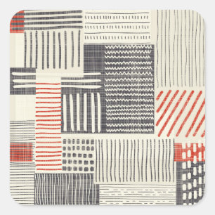 Hand-drawn geometric stripes, seamless pattern. square sticker