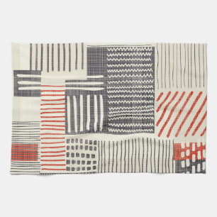 Hand-drawn geometric stripes, seamless pattern. tea towel