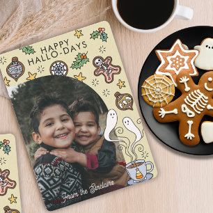 Hand Drawn Ghost Christmas Family Photo Holiday Card