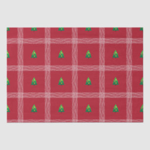 Hand drawn gingham with Christmas tree Tissue Paper