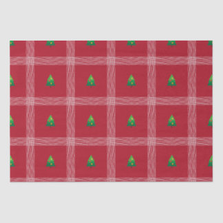 Hand drawn gingham with Christmas tree Tissue Paper
