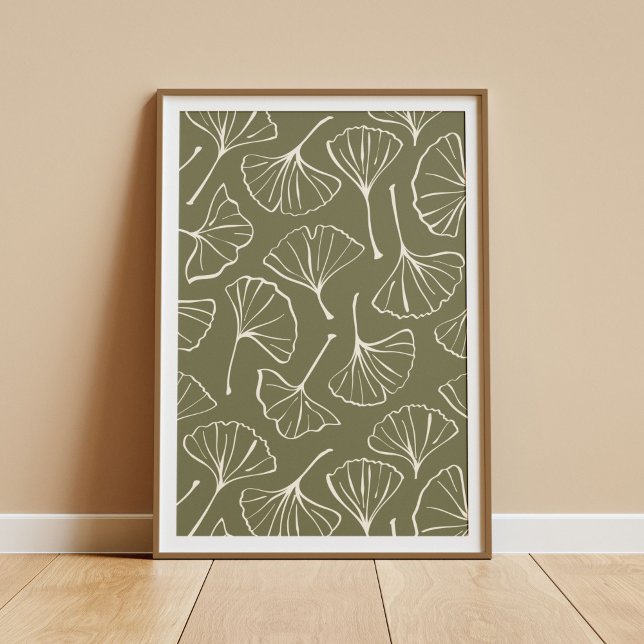 Hand Drawn Ginkgo Japanese Green Japandi Botanical Poster (Creator Uploaded)