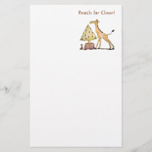 Hand-Drawn Giraffe Christmas Tree Art Stationery