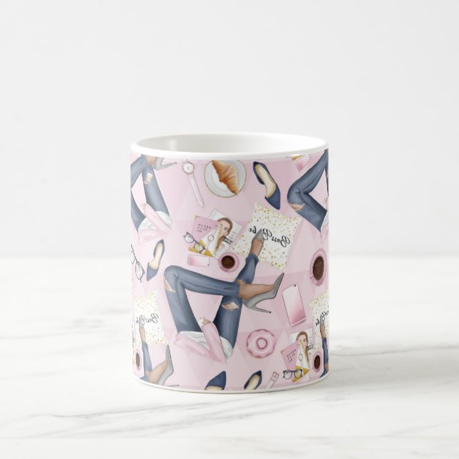 Hand Drawn Girl Boss Coffee Mug (Center)