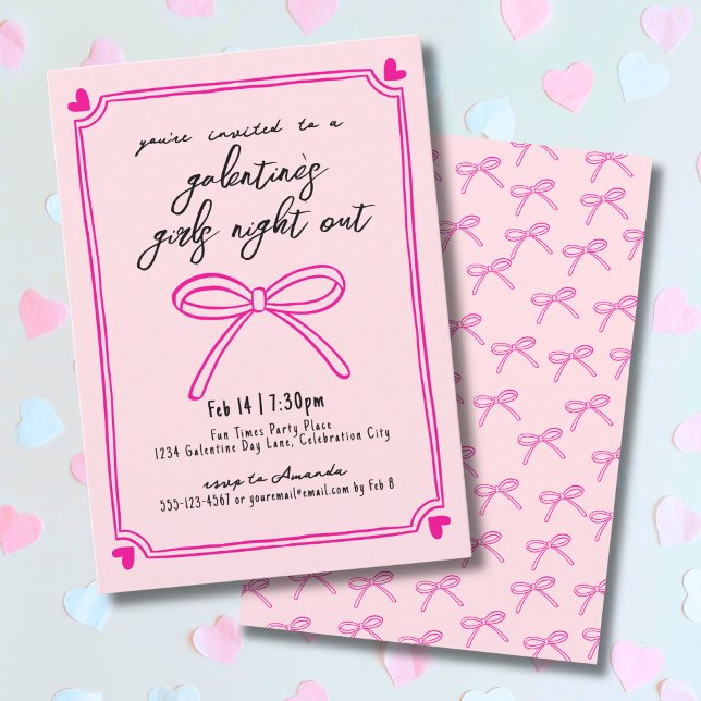Hand Drawn Girls Night Galentine's Day Invitation (Hand Drawn Girls Night Galentine's Day Invitation)