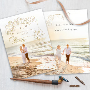 Hand Drawn Gold Floral Save the Date