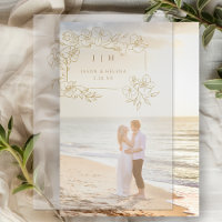 Hand Drawn Gold Floral Save the Date