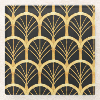 Hand Drawn Gold Imitation Watercolor Glass Coaster