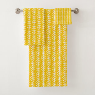 Hand Drawn Gold Wheat Pattern Bath Towel Set