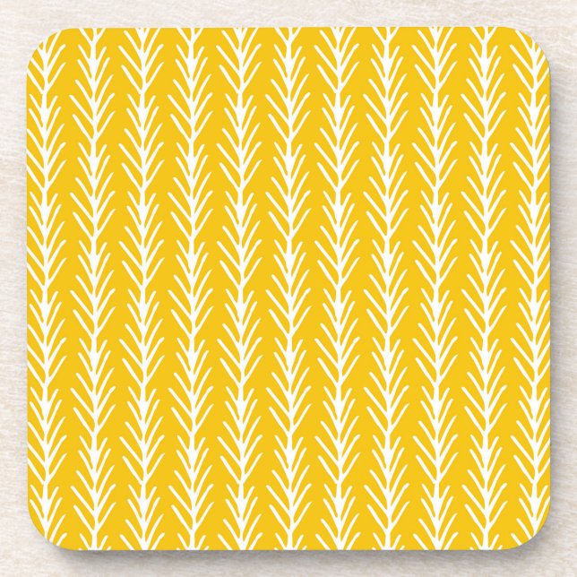 Hand Drawn Gold Wheat Pattern Coaster (Front)