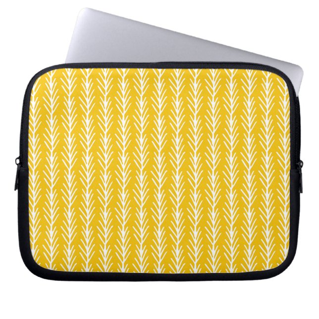 Hand Drawn Gold Wheat Pattern Laptop Sleeve (Front)