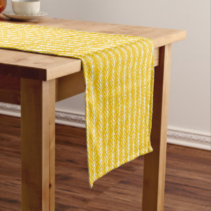 Hand Drawn Gold Wheat Pattern Short Table Runner