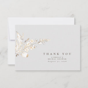 Hand-drawn Gold Wildflowers Elegant Thank You Card