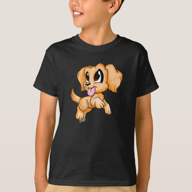 Hand Drawn Golden Retriever Dog Kid's Football Tee (Front)
