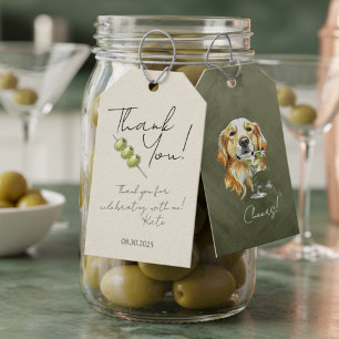 Hand Drawn Golden Retriever Martini Thank You Gift Tags
