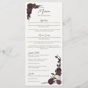 Hand-Drawn Gothic Ivory and Burgundy Wedding Menu