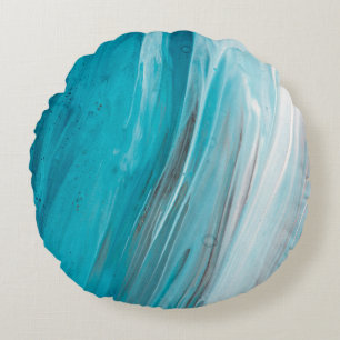 Hand drawn gouache painting. Abstract art backgrou Round Cushion