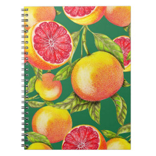 Hand Drawn Grapefruits Seamless Pattern Notebook